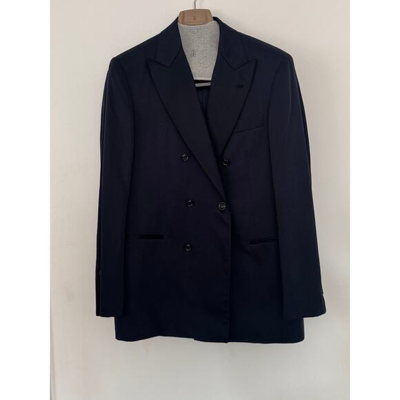 Brunello Cucinelli NWT Navy Tuxedo Half-Breasted Jacket & Double-Pleat Trousers - Picture 1 of 9